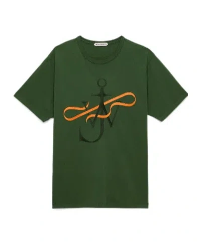 Jw Anderson Mens Ribbon Anchor T-shirt In Green