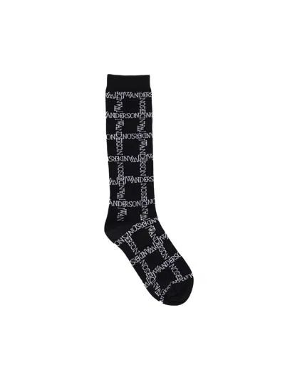 JW ANDERSON MENS SOCKS WITH ALL-OVER LOGO DECORATION