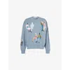Jw Anderson Mens Steel Blue Relaxed-fit Graphic-print Cotton-jersey Sweatshirt In Steel Blue