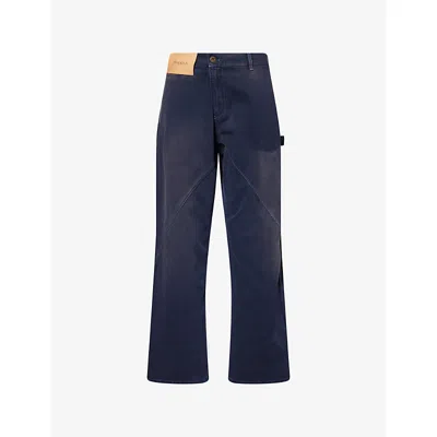 Jw Anderson W Anderson Mens Navy Twisted Workwear Panelled Denim Jeans