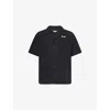 Jw Anderson Mens Washed Black Relaxed-fit Embroidered-logo Cotton Shirt In Black