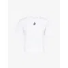 Jw Anderson Mens White Anchor-embroidery Crop Cotton-jersey T-shirt In White