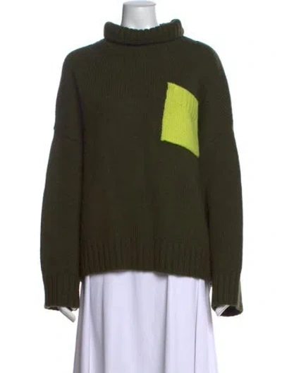 Pre-owned Jw Anderson Merino Wool Colorblock Pattern Sweater In Green
