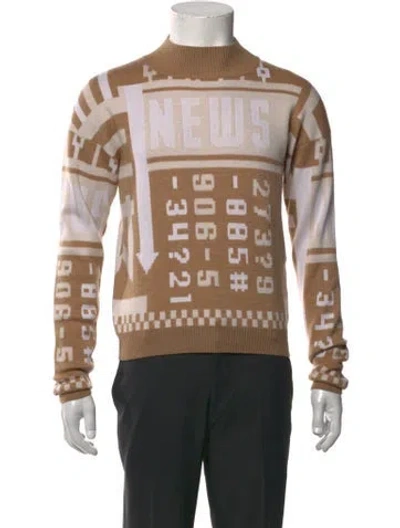 Pre-owned Jw Anderson Merino Wool Graphic Print Pullover In Neutrals