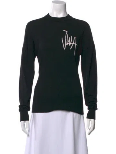 Pre-owned Jw Anderson Merino Wool Graphic Print Sweater In Black