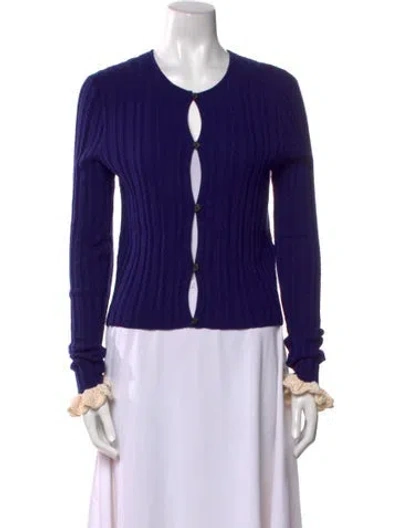 Pre-owned Jw Anderson Merino Wool Scoop Neck Sweater In Purple