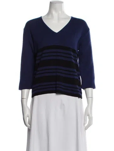 Pre-owned Jw Anderson Merino Wool Striped Sweater In Blue