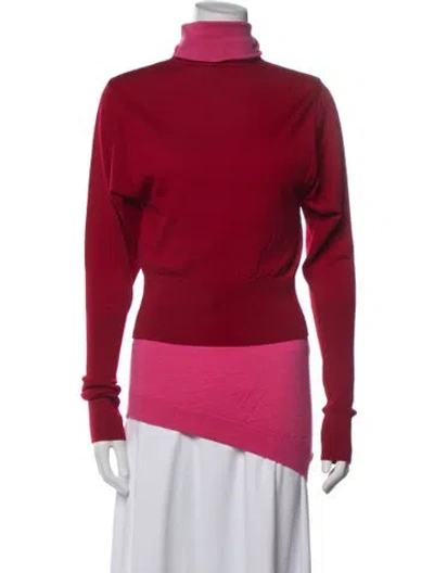 Pre-owned Jw Anderson Merino Wool Turtleneck Sweater In Red