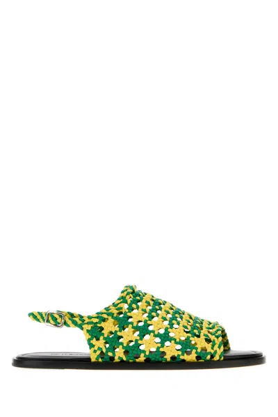 Jw Anderson Mesh Net Sandals With Leather Sole In Multi
