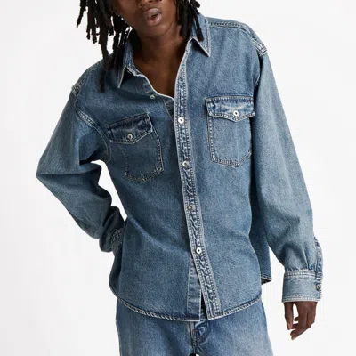 Jw Anderson Mid-blue Oversized Denim Shirt