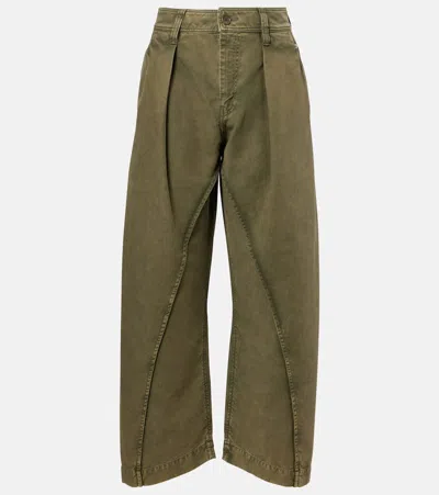 Jw Anderson Mid-rise Cotton Wide-leg Jeans In Green