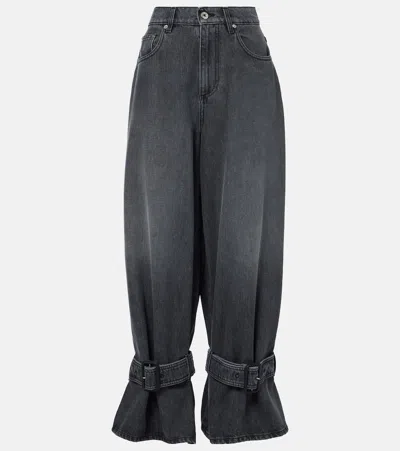 Jw Anderson Anchor-embroidered T-shirt In Gray