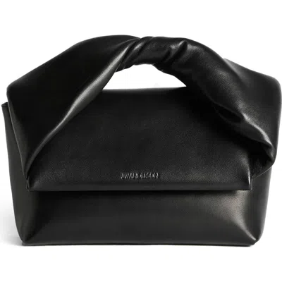 Jw Anderson Midi Twister Leather Handbag In Black