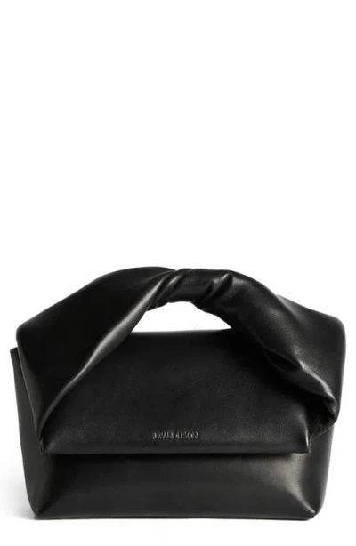 Jw Anderson Midi Twister Leather Handbag In Black 999