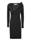 Jw Anderson Elegant Shoulder Drape V-neck Dress In Negro