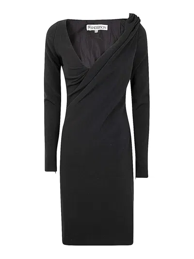 JW ANDERSON MIDI V-NECK DRESS