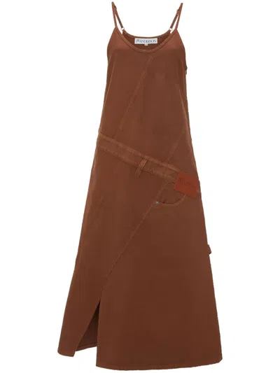 Jw Anderson Midikleid Mit Logo-applikation In Brown