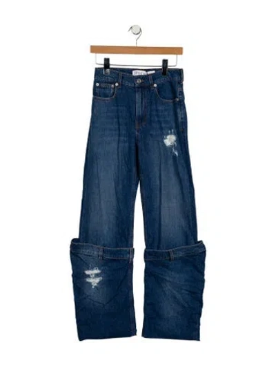 Pre-owned Jw Anderson Mid-rise Wide Leg Jeans In Blue