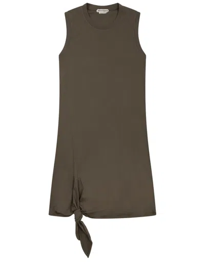 Jw Anderson Sleeveless Mini Dress With Knot Detail And Asymmetrical Hem In Green