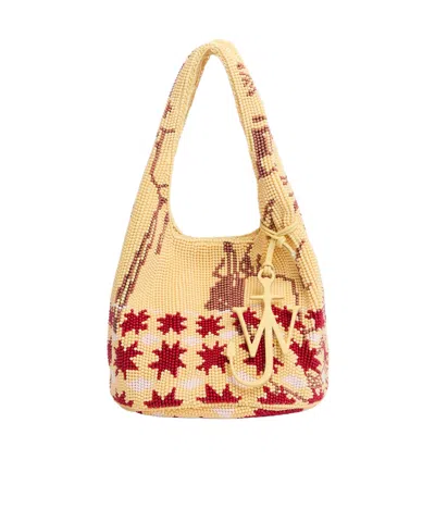 Jw Anderson Mini Beaded Shopper In Brown