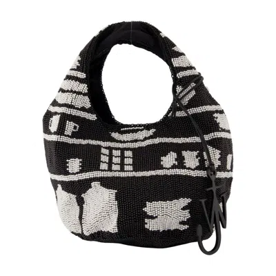 Jw Anderson Mini Beaded Shoulder Bag In Black