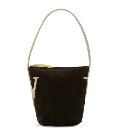 Jw Anderson Mini Chenille Anchor Top-handle Bag In Green