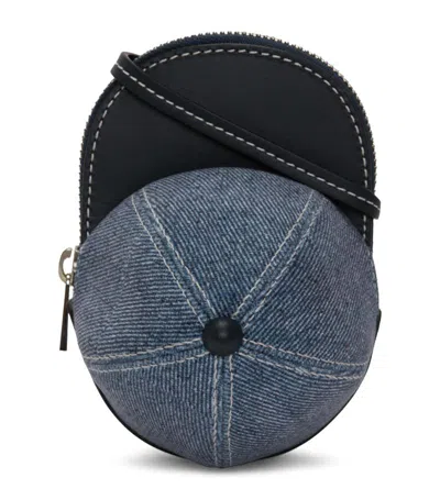 Jw Anderson Mini Cap Bag - Velvet Printed Denim Crossbody Bag In Blue