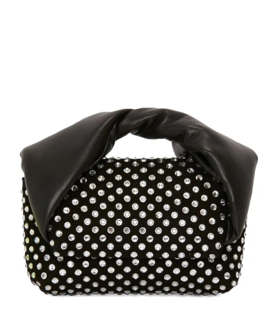 Jw Anderson Mini Embellished Twister Top-handle Bag In Black