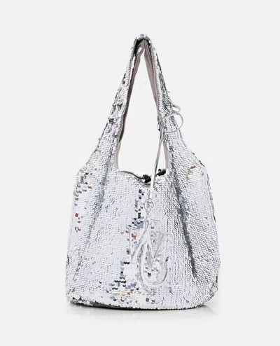 Jw Anderson Mini Sequin Shopper Bag In Silver