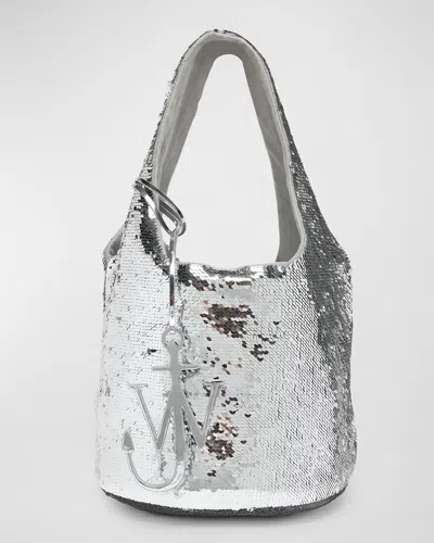Jw Anderson Mini Sequin Shopper Tote Bag In Silver