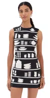 Jw Anderson Mini Shift Printed Minidress In Black