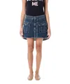Jw Anderson Women's Curved Patch Pockets Mini Denim Skirt In Blue