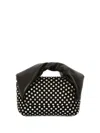 Jw Anderson J. W.anderson Leather Nano Twister Mini Bag Embellished With Rhinestones In Black