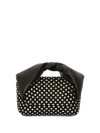 Jw Anderson J. W.anderson Leather Midi Twister Handbag Embellished With Rhinestones In Black