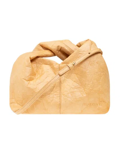 Jw Anderson Twister Crinkle-finish Crossbody Bag In Nude