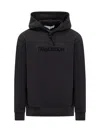 Jw Anderson Minimalist Black Hoodie With Subtle Tonal Logo In Black