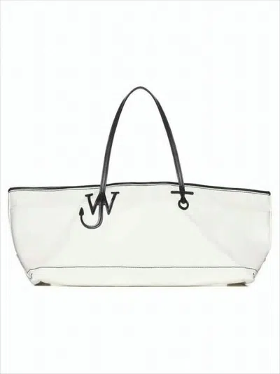 Jw Anderson Minimalist Canvas Shoulder Bag With Subtle Logo Detail In White