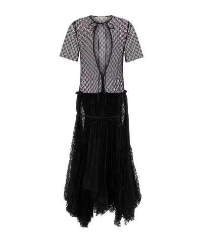 Jw Anderson Black Lace Long Dress In Multi