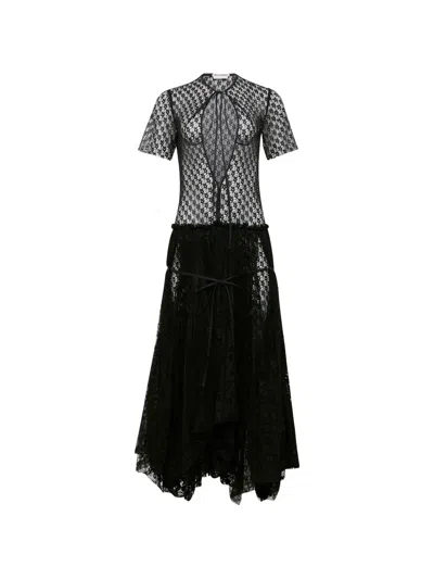 Jw Anderson Mixed Lace Maxi Dress In Black