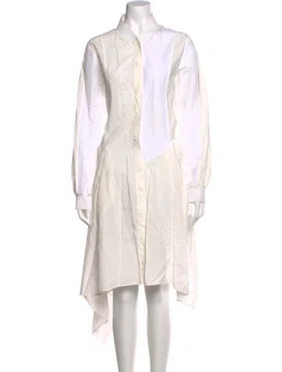 Pre-owned Jw Anderson Mock Neck Long Dress In White