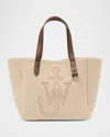 Jw Anderson Belt Tote Beige Boiled Wool Shoulder Bag In Pink