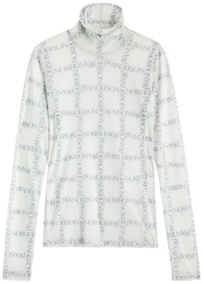 JW ANDERSON JW ANDERSON MONOGRAMMED LOGO-PRINT TULLE TOP