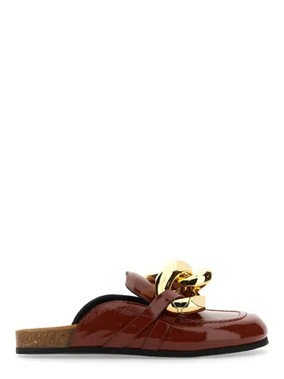 Jw Anderson Chain Leather Mule Sandal In Brown