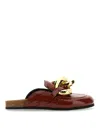 Jw Anderson Glossy Leather Mules In Brown