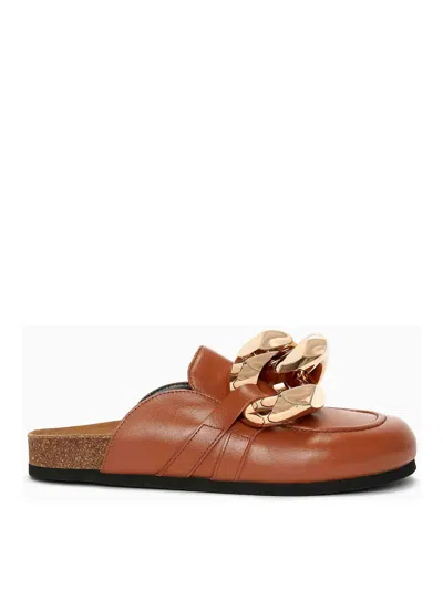 Jw Anderson Mules With Chain In Brown