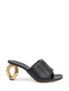 Jw Anderson J. W. Anderson Slip-on Black Leather Sandals With Gold-tone Chain Heel