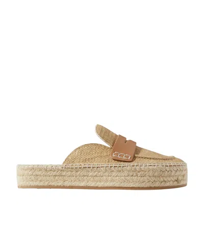 Jw Anderson Printed Textured-leather Espadrille Mules In Neutrals