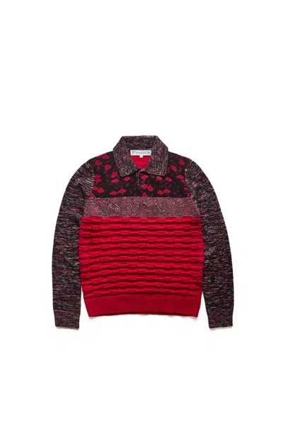 Jw Anderson Multi-stitch Polo Sweater In Red