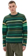Jw Anderson Stripe Extrafine Merino Wool Sweater In Green