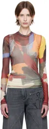 Jw Anderson J. W. Anderson Fitted Multicolored Underpinning In Printed Tulle In 595